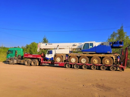 Отправка негабаритного автокрана тралом в Лесосибирск
